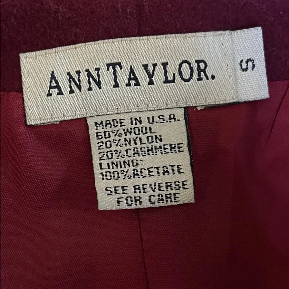 Vintage Ann Taylor Vest Jacket Wool Cashmere Blend USA Dark Red Size Small